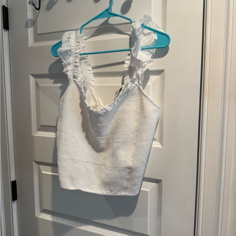 American Eagle Outfitters White Ruffled Camisole